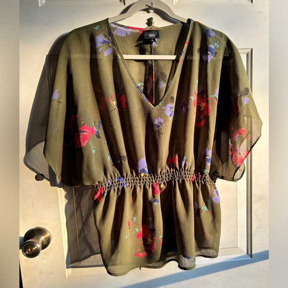 Mossimo 100% Polyester Floral Chiffon Sheer Blouse Size Small EUC - Picture 1 of 4